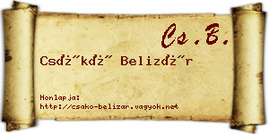 Csákó Belizár névjegykártya